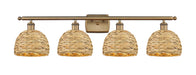 Innovations - 516-4W-BB-RBD-8-NAT - Four Light Bath Vanity - Downtown Urban - Brushed Brass