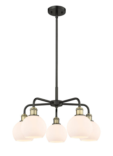 Ballston Five Light Chandelier Black Antique Brass
