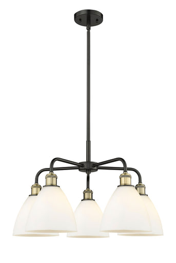 Ballston Five Light Chandelier Black Antique Brass