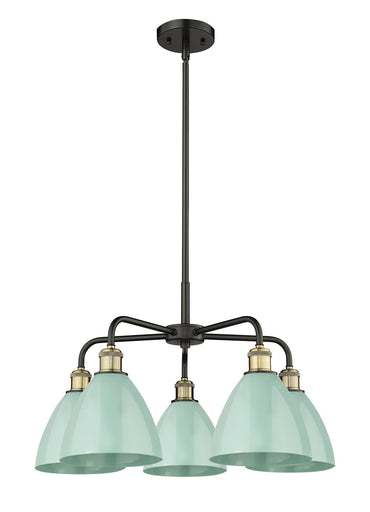 Ballston Five Light Chandelier Black Antique Brass