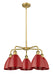 Innovations - 516-5CR-BB-MBD-75-RD - Five Light Chandelier - Downtown Urban - Brushed Brass