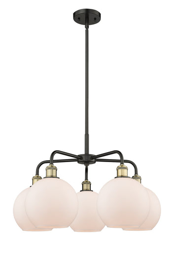 Ballston Five Light Chandelier Black Antique Brass