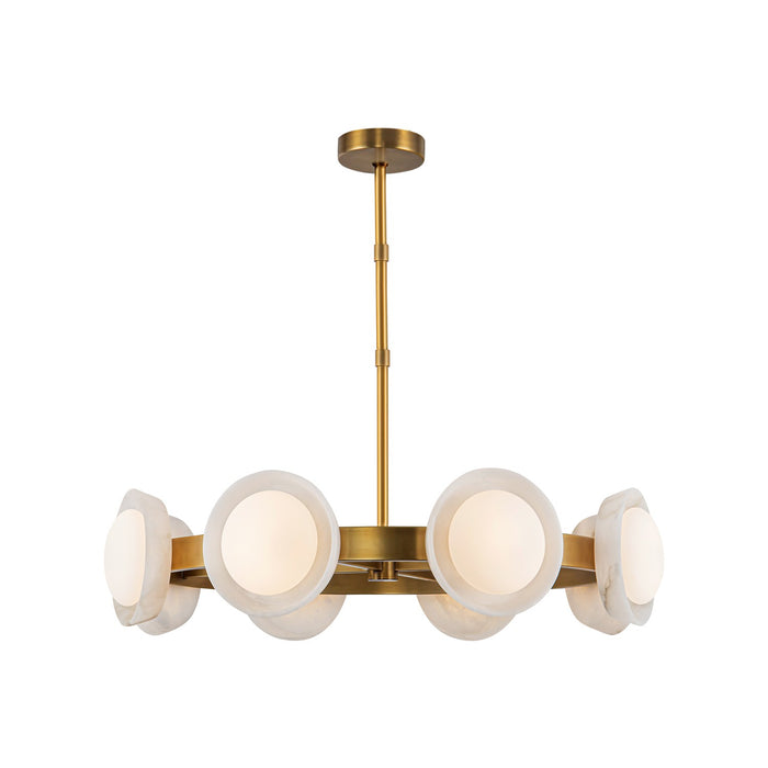 Alora - CH320837VBAR - LED Chandelier - Alonso - Vintage Brass/Alabaster