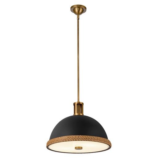 Doral Two Light Pendant Matte Black/Vintage Brass