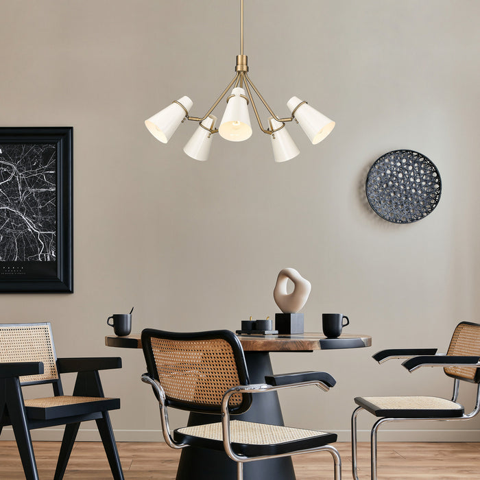 Golden - 2122-5 MBS-GE - Five Light Chandelier - Reeva - Modern Brass