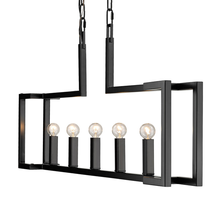 Golden - 9020-LP BLK - Five Light Linear Pendant - Kinsington - Matte Black