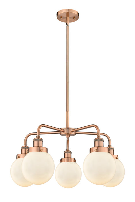 Innovations - 916-5CR-AC-G201-6 - Five Light Chandelier - Downtown Urban - Antique Copper