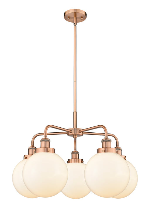 Innovations - 916-5CR-AC-G201-8 - Five Light Chandelier - Downtown Urban - Antique Copper