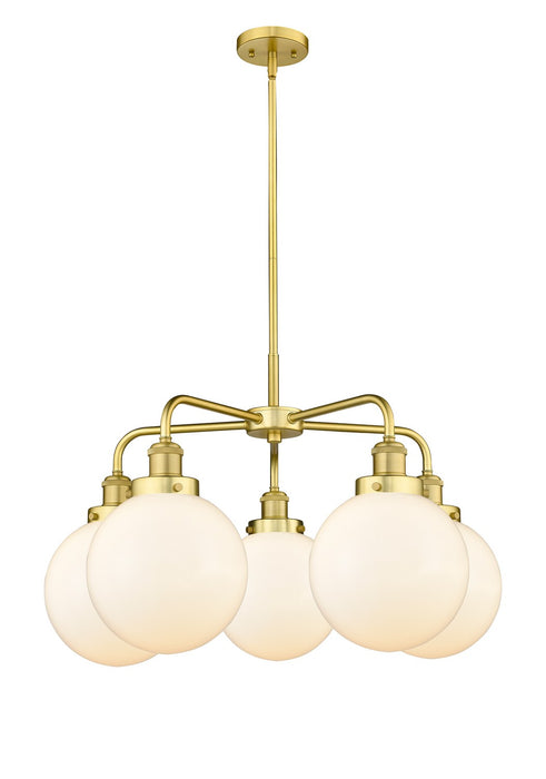 Innovations - 916-5CR-SG-G201-8 - Five Light Chandelier - Downtown Urban - Satin Gold