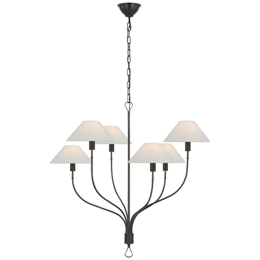 Visual Comfort Signature - AL 5002BZ/CHC-L - LED Chandelier - Griffin - Bronze And Chocolate Leather