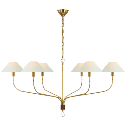 Visual Comfort Signature - AL 5005HAB/SDL-L - LED Chandelier - Griffin - Hand-Rubbed Antique Brass And Saddle Leather