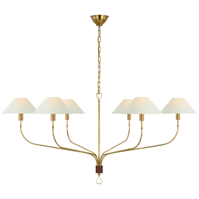 Visual Comfort Signature - AL 5005HAB/SDL-L - LED Chandelier - Griffin - Hand-Rubbed Antique Brass And Saddle Leather
