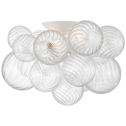 Visual Comfort Signature - JN 4112PW/CG - LED Flush Mount - Talia - Plaster White And Clear Swirled Glass