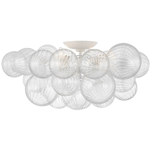 Visual Comfort Signature - JN 4113PW/CG - LED Flush Mount - Talia - Plaster White And Clear Swirled Glass