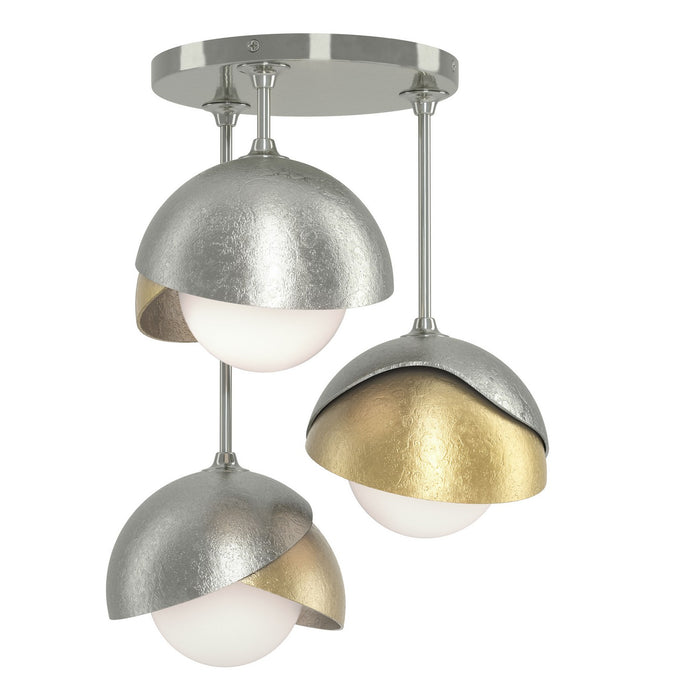 Hubbardton Forge - 121374-SKT-85-86-GG0711 - Three Light Semi-Flush Mount - Brooklyn - Sterling