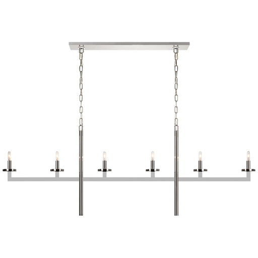 Visual Comfort Signature - KW 5203PN - Six Light Linear Chandelier - Liaison - Polished Nickel