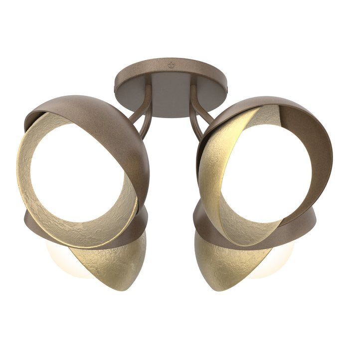 Hubbardton Forge - 121376-SKT-05-86-GG0711 - Four Light Semi-Flush Mount - Brooklyn - Bronze