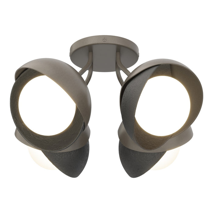 Hubbardton Forge - 121376-SKT-07-10-GG0711 - Four Light Semi-Flush Mount - Brooklyn - Dark Smoke
