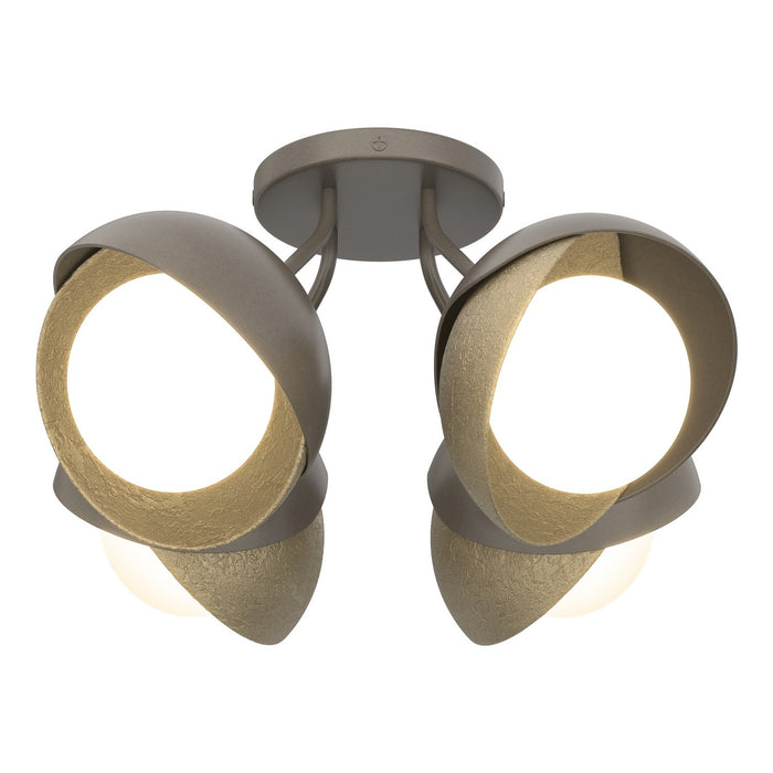 Hubbardton Forge - 121376-SKT-07-84-GG0711 - Four Light Semi-Flush Mount - Brooklyn - Dark Smoke