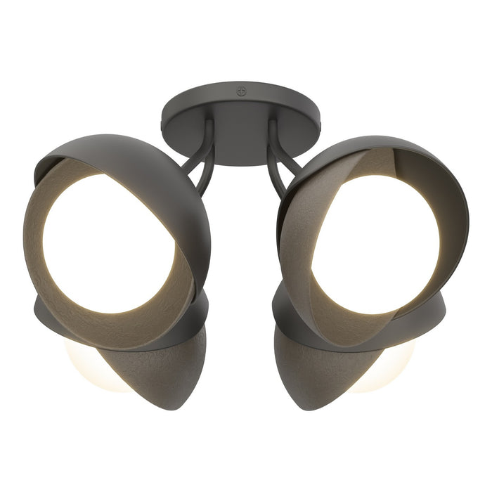 Hubbardton Forge - 121376-SKT-10-07-GG0711 - Four Light Semi-Flush Mount - Brooklyn - Black