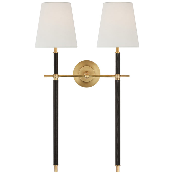 Visual Comfort Signature - TOB 2584HAB/CHC-L - LED Wall Sconce - Bryant Wrapped - Hand-Rubbed Antique Brass And Chocolate Leather