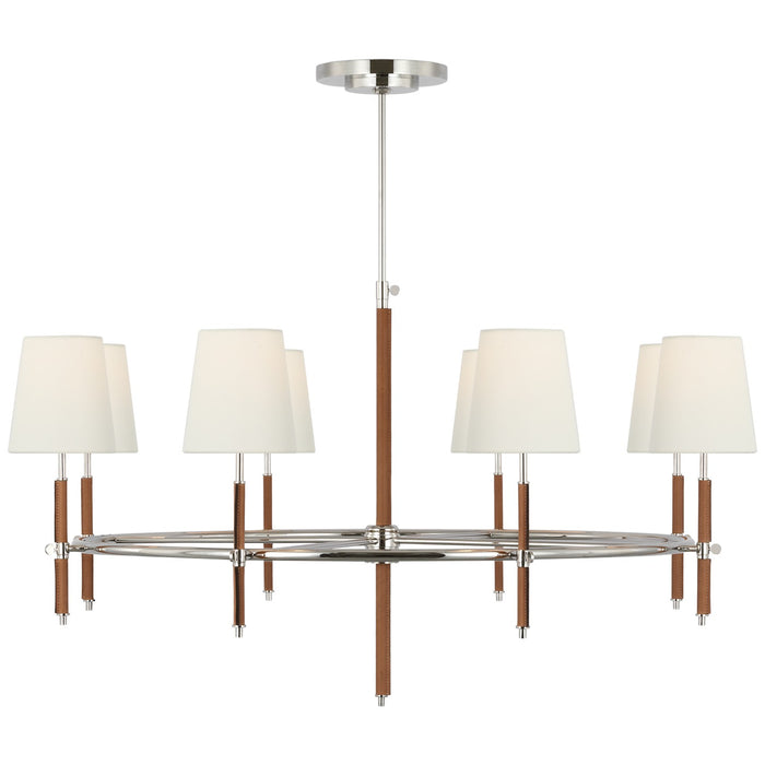 Visual Comfort Signature - TOB 5588PN/NAT-L - LED Chandelier - Bryant Wrapped - Polished Nickel And Natural Leather