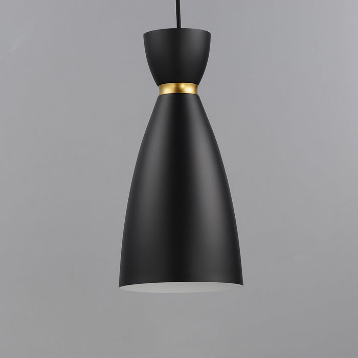 Maxim - 11301BKSBR - One Light Mini Pendant - Carillon - Black / Satin Brass