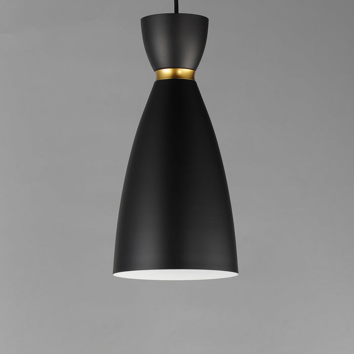 Maxim - 11301BKSBR - One Light Mini Pendant - Carillon - Black / Satin Brass