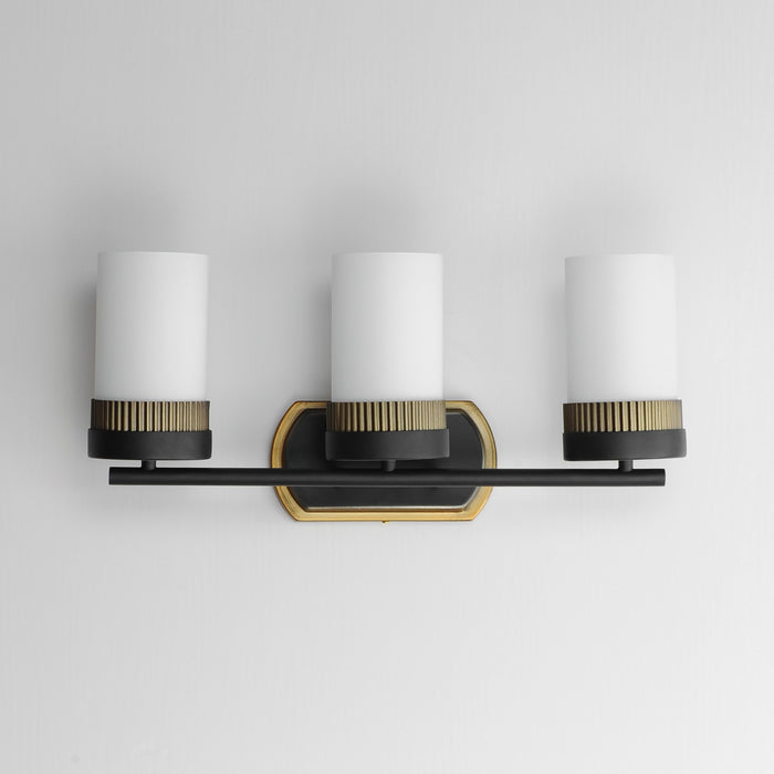 Maxim - 32652SWBKAB - Three Light Bath Vanity - Ruffles - Black / Antique Brass