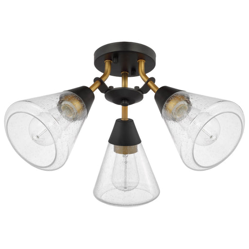 Nuvo Lighting - 60-7684 - Three Light Semi Flush Mount - Starlight - Matte Black/Natural Brass