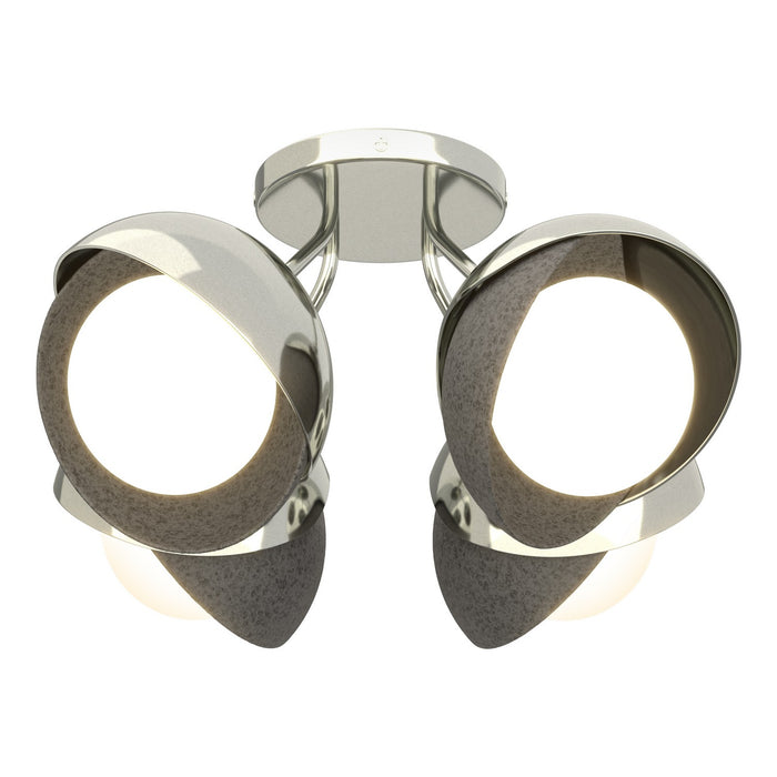 Hubbardton Forge - 121376-SKT-85-20-GG0711 - Four Light Semi-Flush Mount - Brooklyn - Sterling