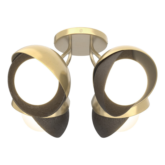 Hubbardton Forge - 121376-SKT-86-14-GG0711 - Four Light Semi-Flush Mount - Brooklyn - Modern Brass