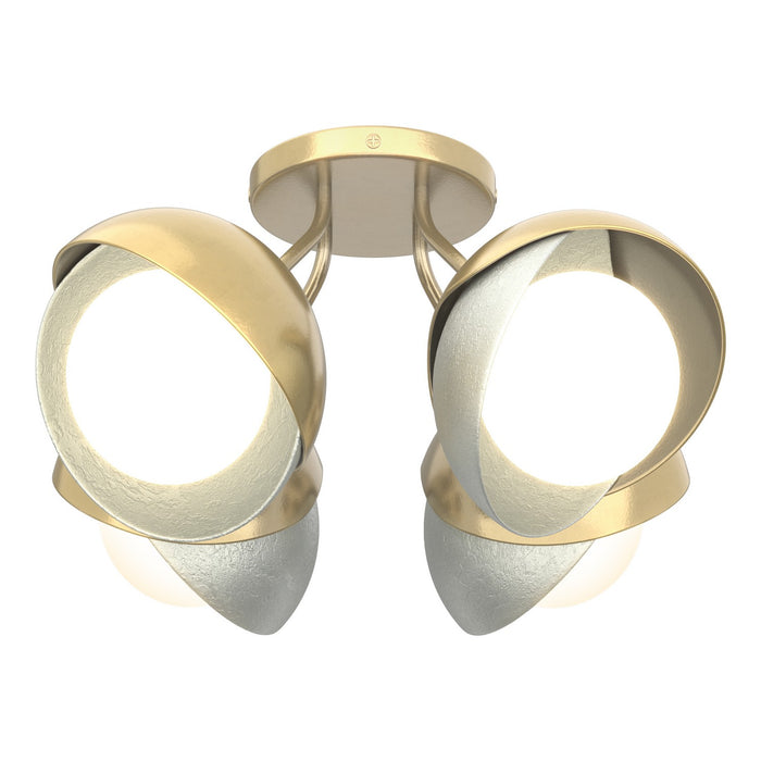 Hubbardton Forge - 121376-SKT-86-82-GG0711 - Four Light Semi-Flush Mount - Brooklyn - Modern Brass