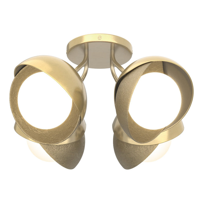 Hubbardton Forge - 121376-SKT-86-84-GG0711 - Four Light Semi-Flush Mount - Brooklyn - Modern Brass