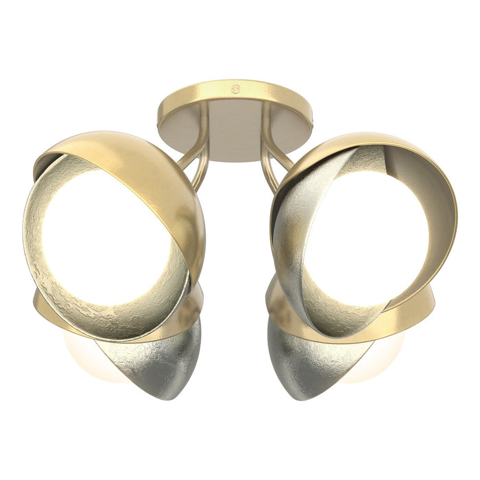 Hubbardton Forge - 121376-SKT-86-85-GG0711 - Four Light Semi-Flush Mount - Brooklyn - Modern Brass