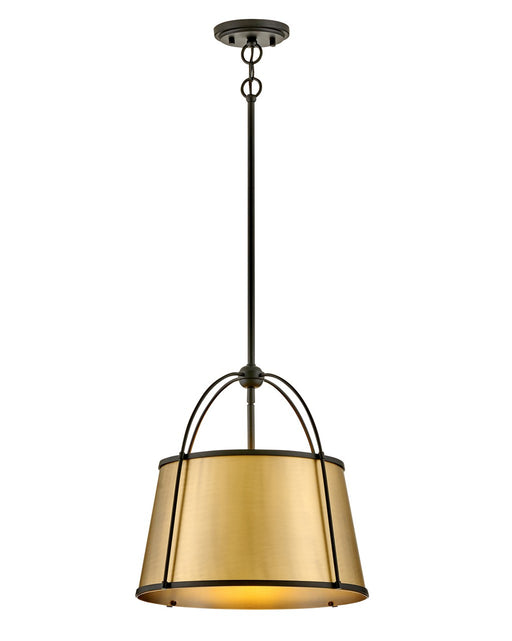 Hinkley - 4894BK-LDB - LED Pendant - Clarke - Black with Lacquered Dark Brass accents