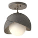 Hubbardton Forge - 121377-SKT-07-20-GG0711 - One Light Semi-Flush Mount - Brooklyn - Dark Smoke