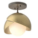 Hubbardton Forge - 121377-SKT-07-86-GG0711 - One Light Semi-Flush Mount - Brooklyn - Dark Smoke