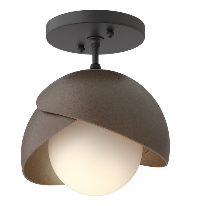 Hubbardton Forge - 121377-SKT-10-05-GG0711 - One Light Semi-Flush Mount - Brooklyn - Black