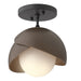 Hubbardton Forge - 121377-SKT-10-05-GG0711 - One Light Semi-Flush Mount - Brooklyn - Black