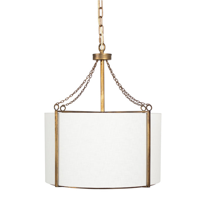 Gabby - SCH-158360 - Three Light Pendant - Ivan - Antique Gold|White Linen|White Acrylic Diffuser