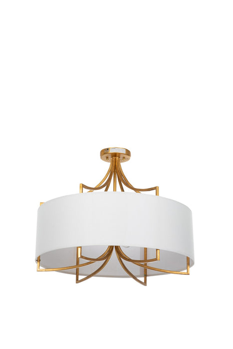 Gabby - SCH-170480 - Four Light Semi-Flush Mount - Lacey - Vintage Gold|Feather White Linen