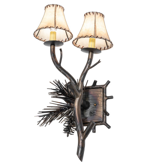 Meyda Tiffany - 261116 - Two Light Wall Sconce - Pinewood - Antique Copper,Burnished