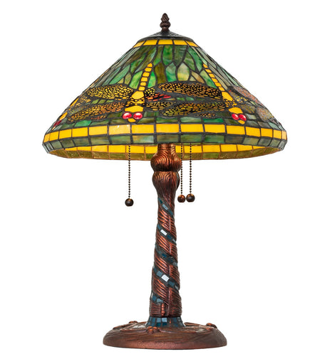 Tiffany Dragonfly Three Light Table Lamp