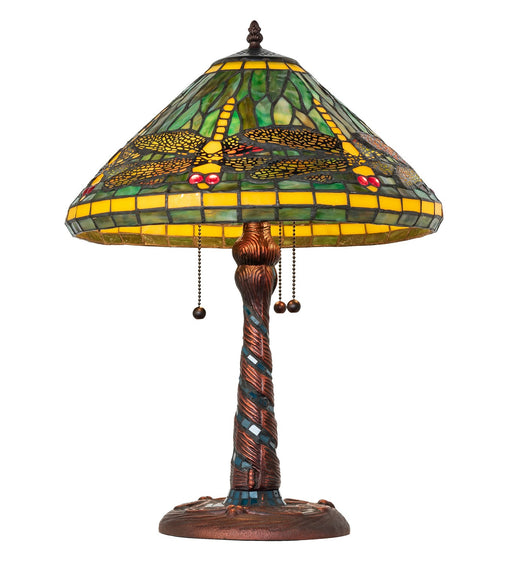 Meyda Tiffany - 259779 - Three Light Table Lamp - Tiffany Dragonfly - Mahogany Bronze