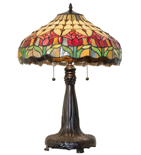 Colonial Tulip Three Light Table Lamp
