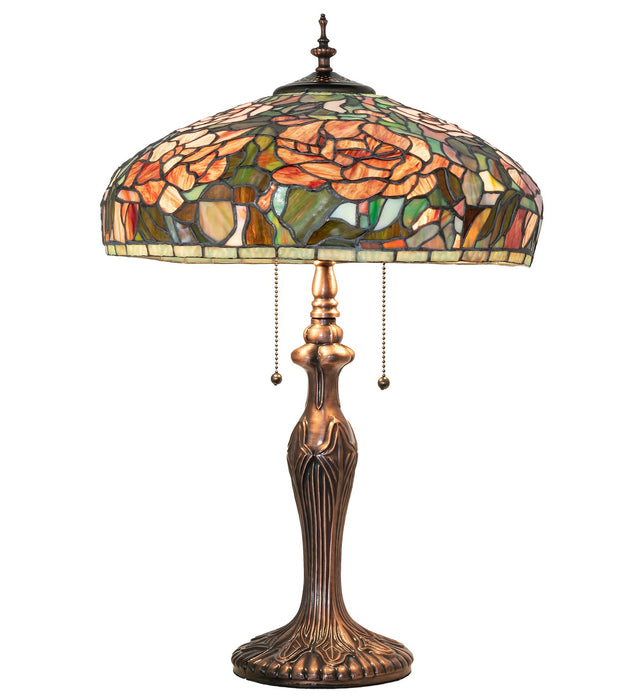 Meyda Tiffany - 265068 - Two Light Table Lamp - Tiffany Peony - Mahogany Bronze