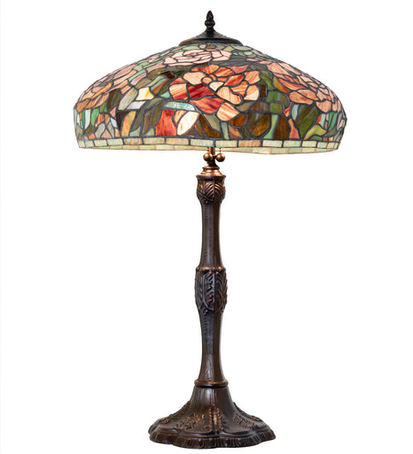 Tiffany Peony Three Light Table Lamp