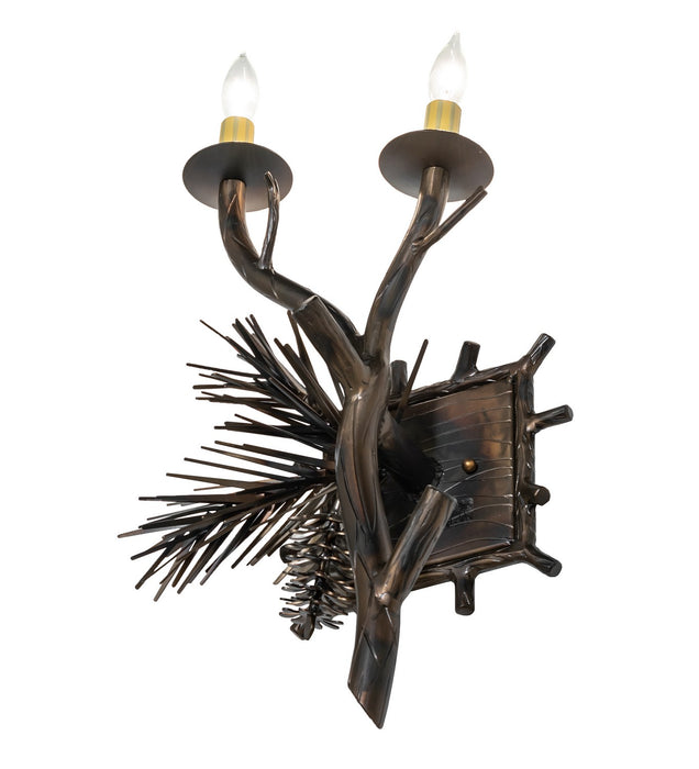 Meyda Tiffany - 265206 - Two Light Wall Sconce - Lone Pine - Antique Copper,Burnished