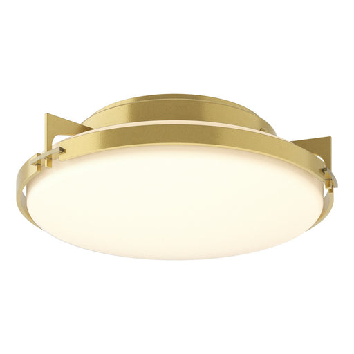 Metra Two Light Flush Mount Modern Brass